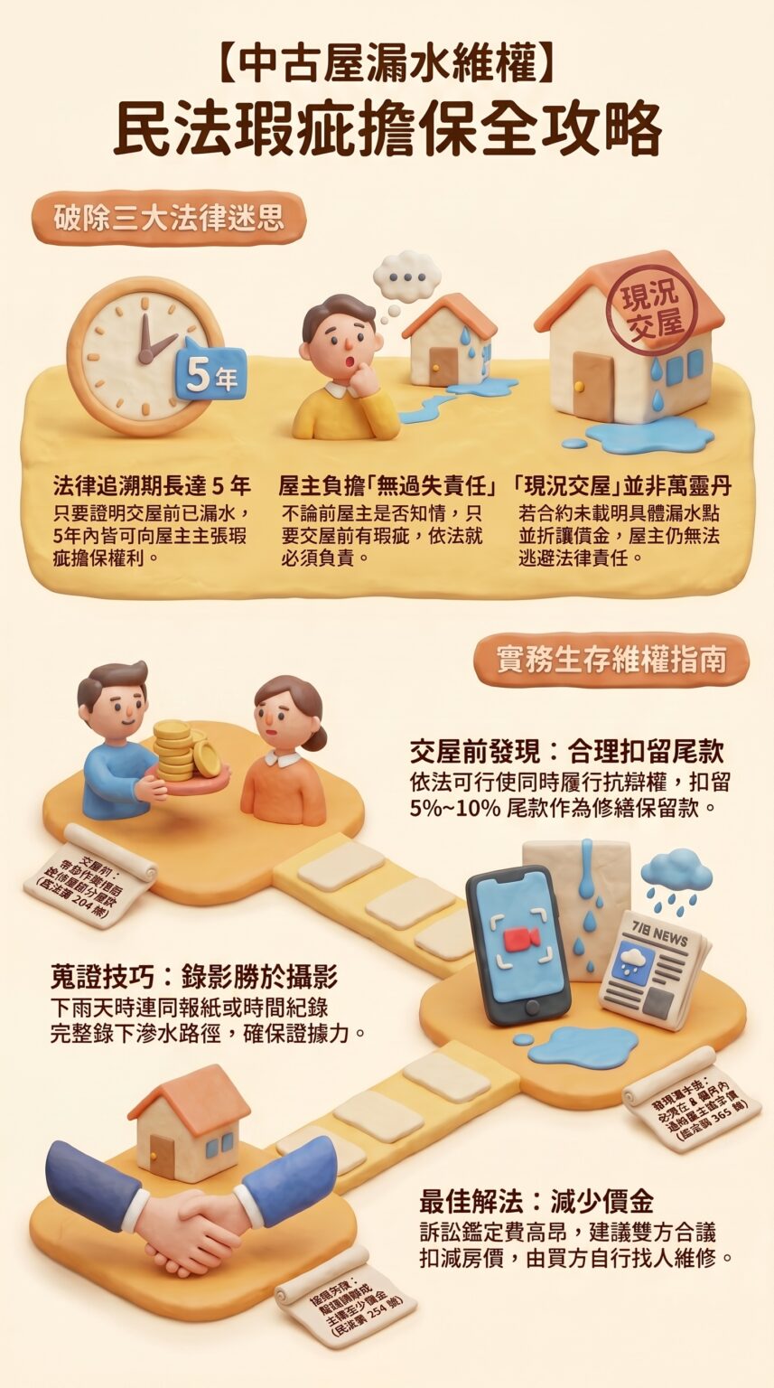 中古屋漏水瑕疵擔保攻略_江翠北側房仲_新板特區