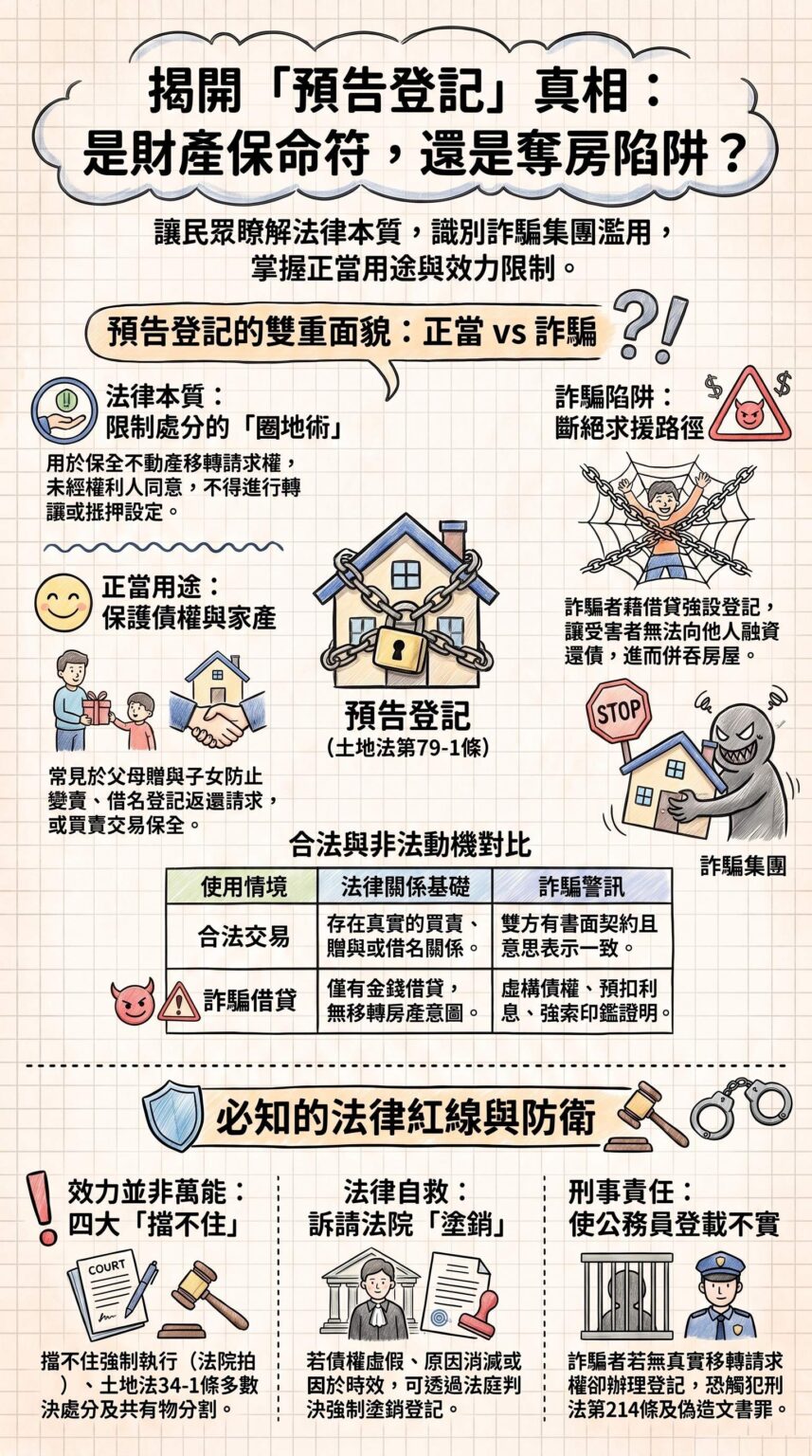 你的房子真的屬於你嗎？揭開「預告登記」如何淪為詐騙集團侵吞資產的隱形枷鎖